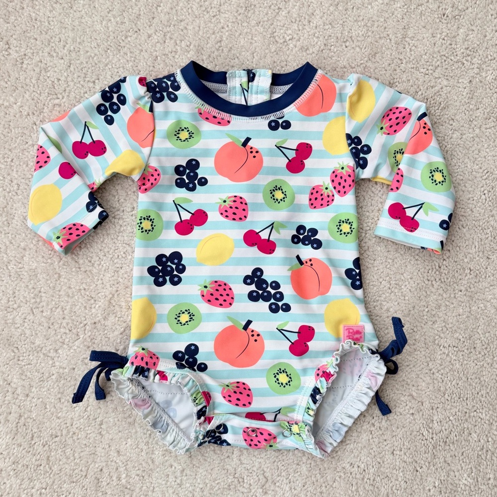 Ruffle Butts Fruit Print Swimsuit Rashguard